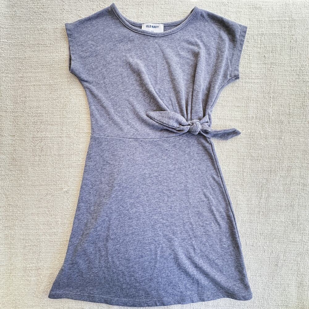 Old Navy Girl's Heather Gray Jersey Knotted Dress EUC 8